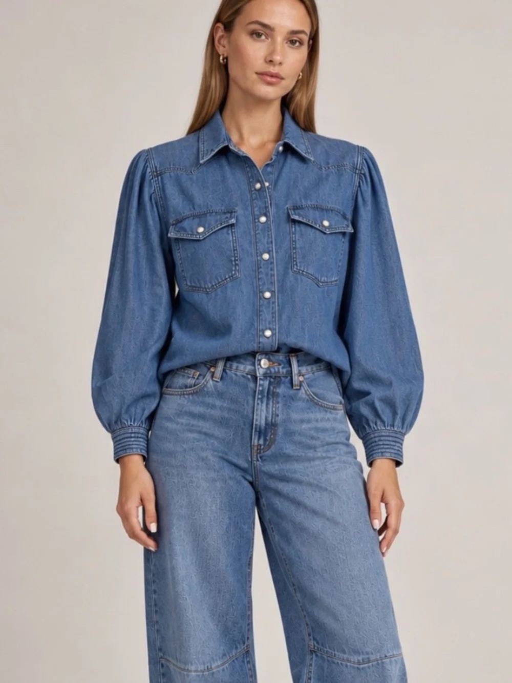 Sam Edelman | M | Pearl Snap Button Denim Shirt